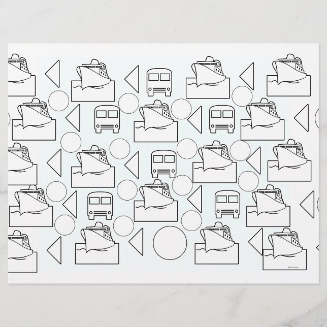 Boats And Buses Colouring Sheet Placemat  (Front)