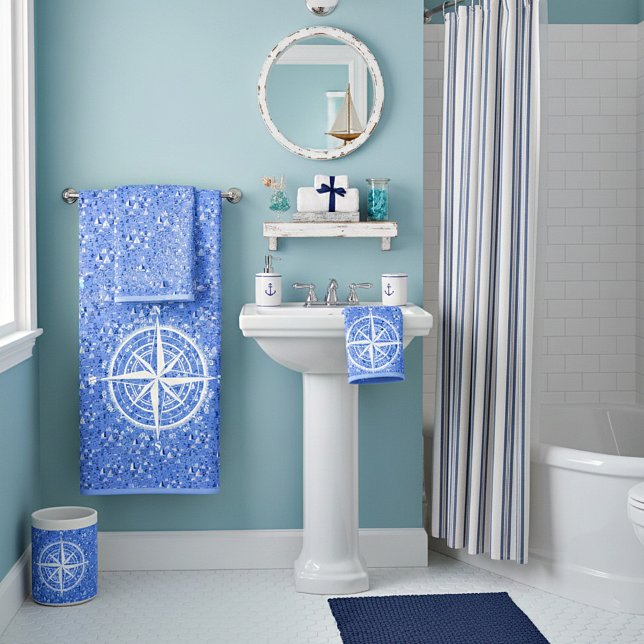 Boats and compass bath towel set (Creator Uploaded)