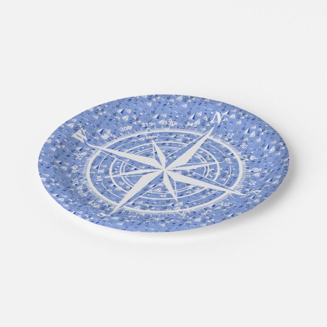 Boats and compass Paper Plate (Angled)