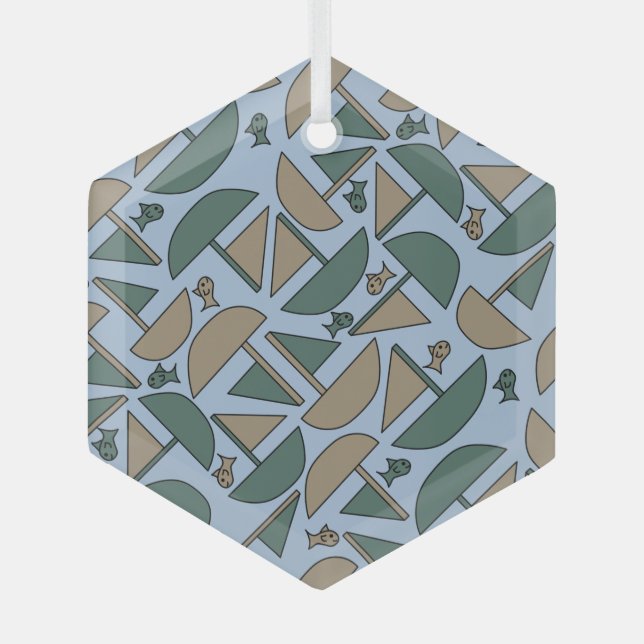 Boats and Fish Glass Tree Decoration (Front)