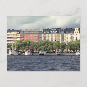 Boats and houses in Stockholm Postcard