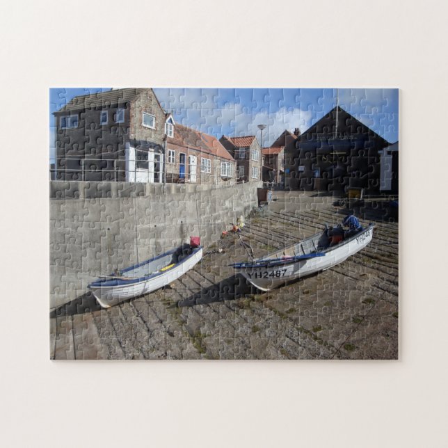 boats and old flint buildings original rural photo jigsaw puzzle (Horizontal)