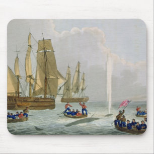 Boats Approaching a Whale, engraved by Matthew Dub Mouse Pad