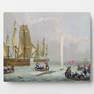 Boats Approaching a Whale, engraved by Matthew Dub Plaque