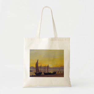Boats Ashore at Sunset, Albert Bierstadt. Tote Bag