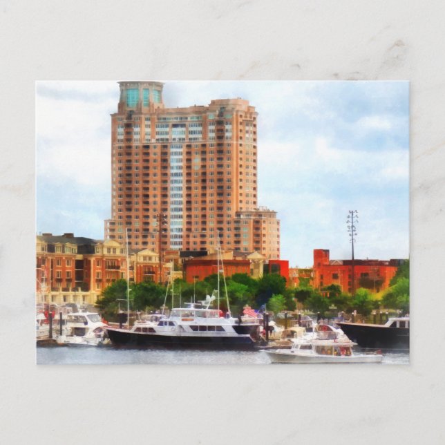 Boats at Inner Harbour Baltimore MD Postcard (Front)