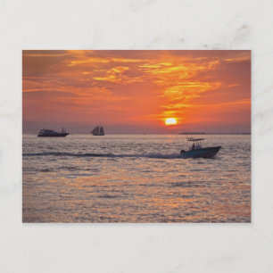 Boats at Key West, Florida, at Sunset Postcard