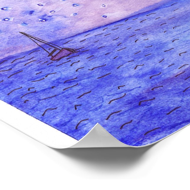 Boats at Night Poster (Corner)