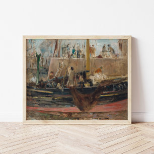 Boats at Quay Berthe Morisot Poster