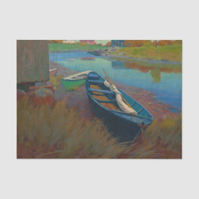 Boats at rest by Wesley Dow 1895 Tissue Paper (Front)