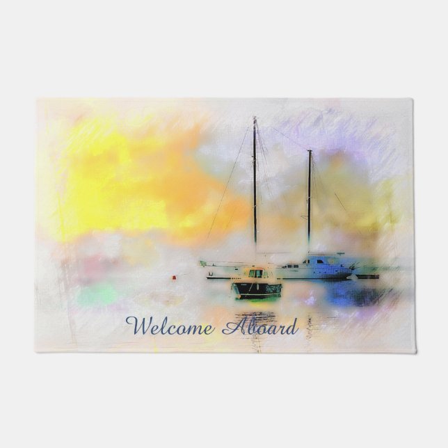 boats at sunset  doormat (Front)