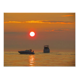 Boats at Sunset - Lake Michigan Photo Print