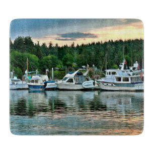 Boats at Sunset on Bainbridge Island Cutting Board