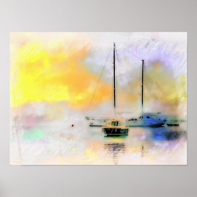 boats at sunset  poster (Front)
