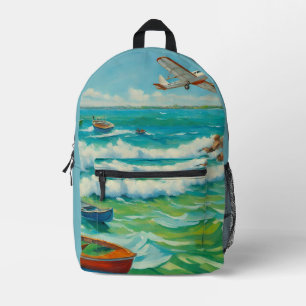 Boats Beach Sea Plane All over print Backpack