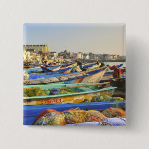 Boats being readied for fishing, The Church of 15 Cm Square Badge