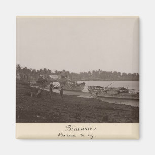 Boats carrying rice on the River Thanlwin Magnet