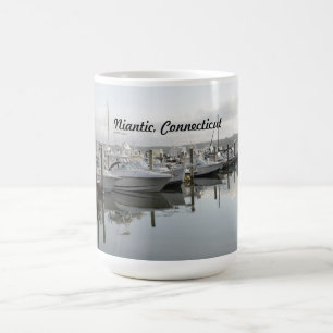 boats docked in a marina in Niantic Connecticut Coffee Mug