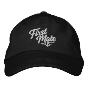 Boats First Mate Sailor Simple Bold Typography Embroidered Hat