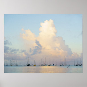 Boats in a bay, Saint-Anne, Martinique dreamy Poster