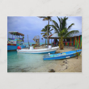 Boats in Caye Caulker, Belise Postcard