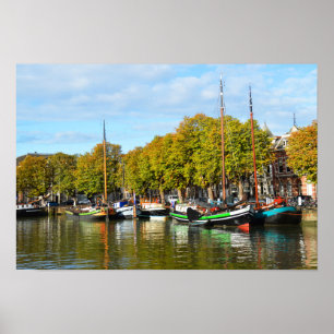 Boats in Dordrecht, Netherlands Poster