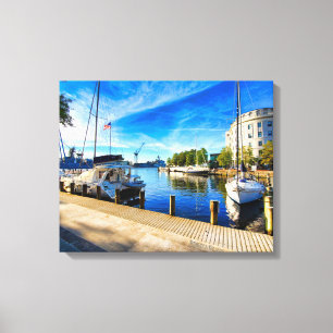 Boats in Downtown Portsmouth Virginia Canvas Print