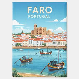 Boats in Faro Portugal Algarve Travel Magnet