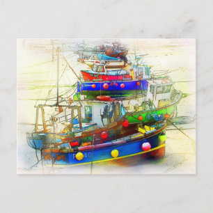 BOATS IN ST. IVES HARBOUR POSTCARD