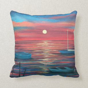 Boats in Sunset Accent Cushion