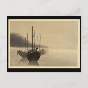 Boats in the Mist by Seitei Watanabe 1851- 1918 Postcard