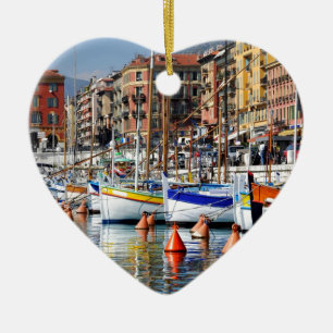 Boats in the port of Nice in France Ceramic Tree Decoration