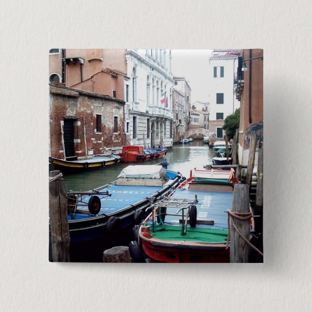 Boats in Venice 15 Cm Square Badge (Front)