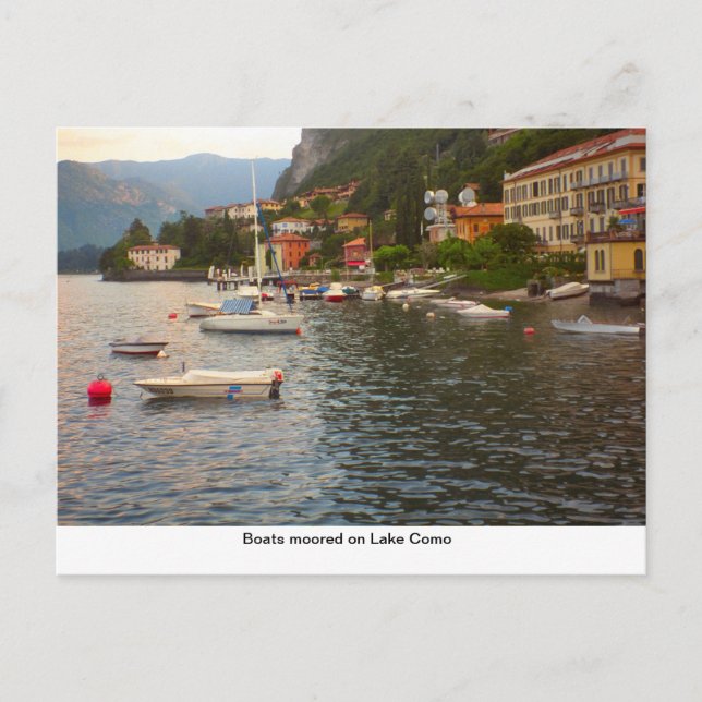 Boats moored on Lake Como Postcard (Front)