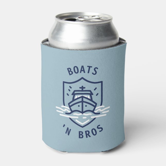 Boats N Bros Bachelor Party Favor Blue Can Cooler (Can Front)