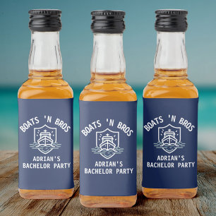 Boats N Bros Bachelor Party Favor Nautical Groom Liquor Bottle Label