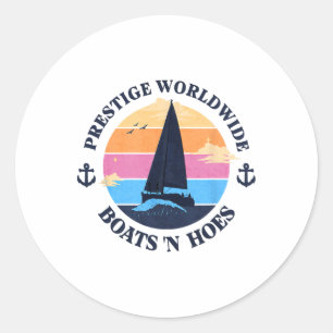 Boats N Hoes Funny Retro Comedy Movie Boating Classic Round Sticker