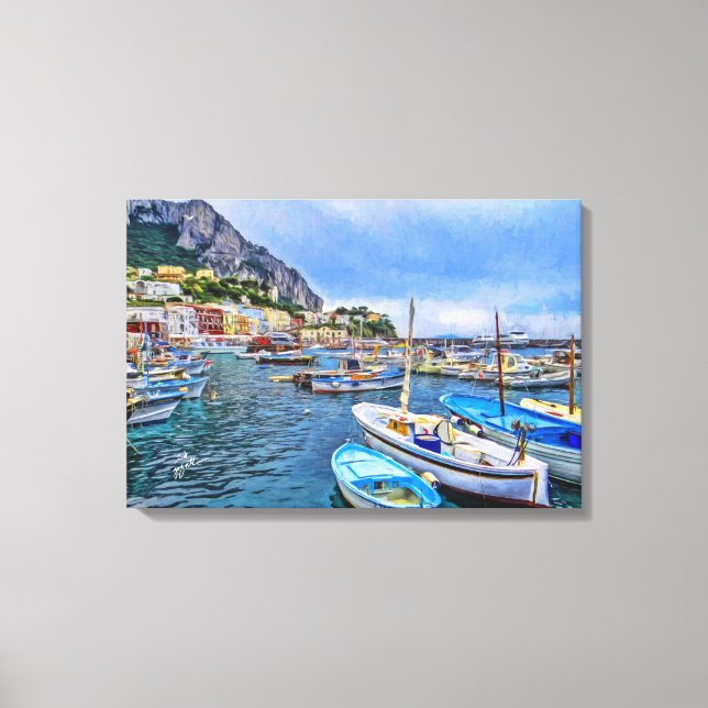 Boats of Capri Italian Photo Art Canvas Print (Front)