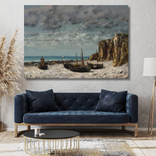 Boats on a Beach, Étretat – Gustave Courbet Canvas Print