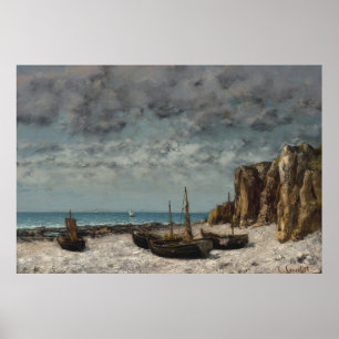 Boats on a Beach, Étretat – Gustave Courbet Poster