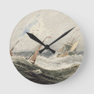 Boats on a Stormy Sea (w/c over graphite on wove p Round Clock