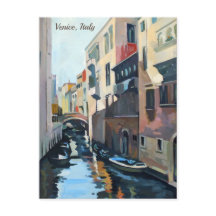 Boats on a Venetian Canal | Venice, Italy Postcard