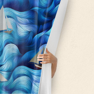 Boats On A Wild Ocean Shower Curtain
