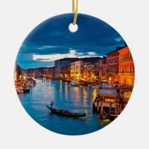 Boats On Canal Water Colourful Venice Italy Ceramic Tree Decoration