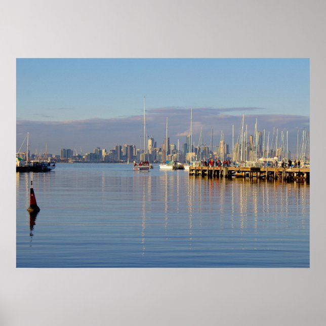 Boats on harbor poster (Front)