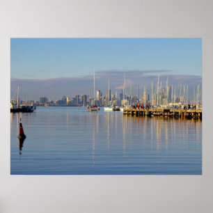 Boats on harbour poster