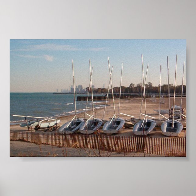 Boats on shore poster (Front)