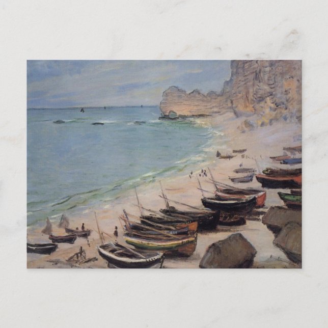 Boats on the Beach at Etretat - Claude Monet Postcard (Front)
