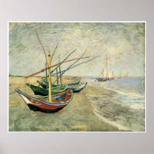 Boats on the Beach at Saintes-Maries, 1888 Poster