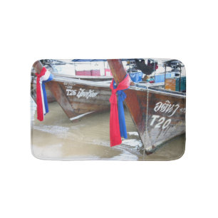 Boats On The Beach   Phi Phi Islands, Thailand Bath Mat